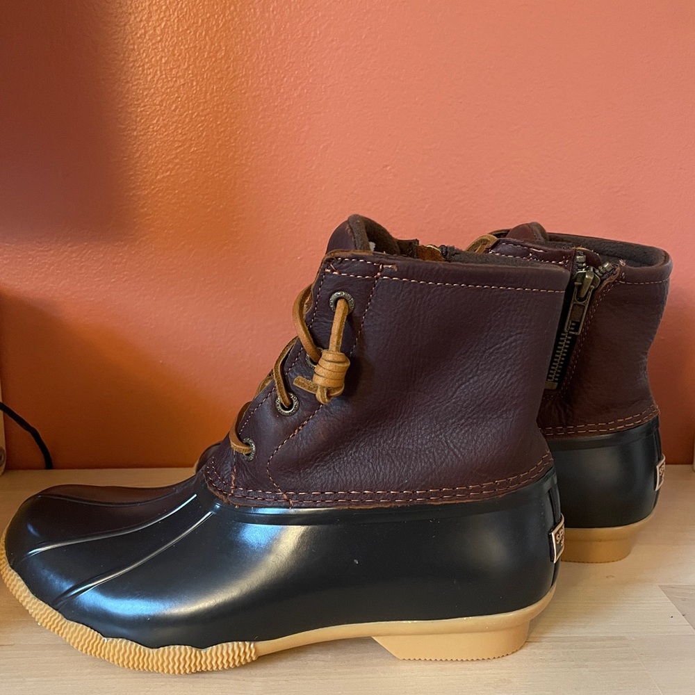 Brown and Black Duck Boots
